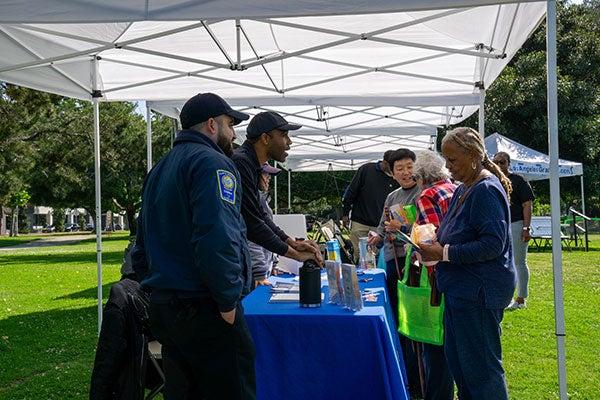 police officers and older adults talking