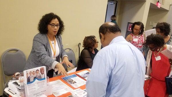Informational table with handouts