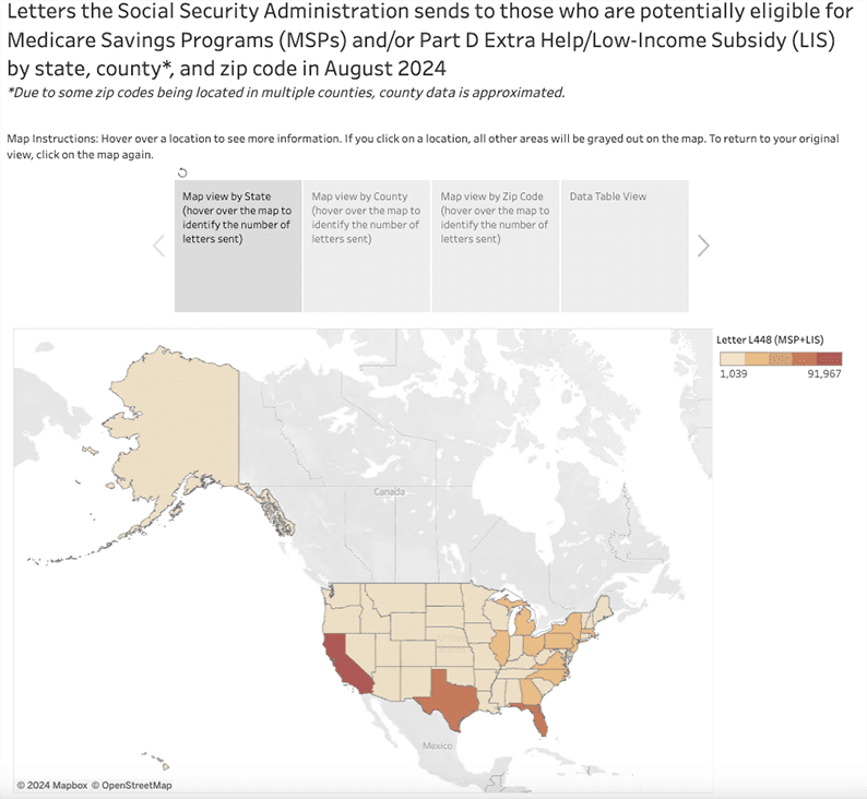Map of SSA letters by county