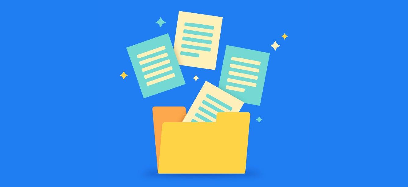 Clip art of a file folder with papers.