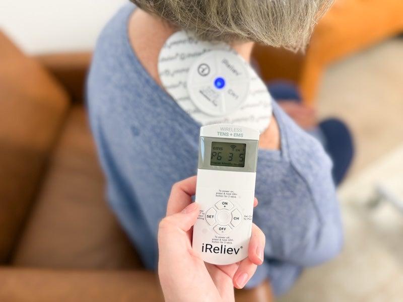 The display of the iReliev TENS unit remote