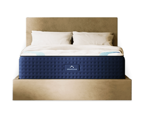 DreamCloud Memory Foam mattress on bed with pillows