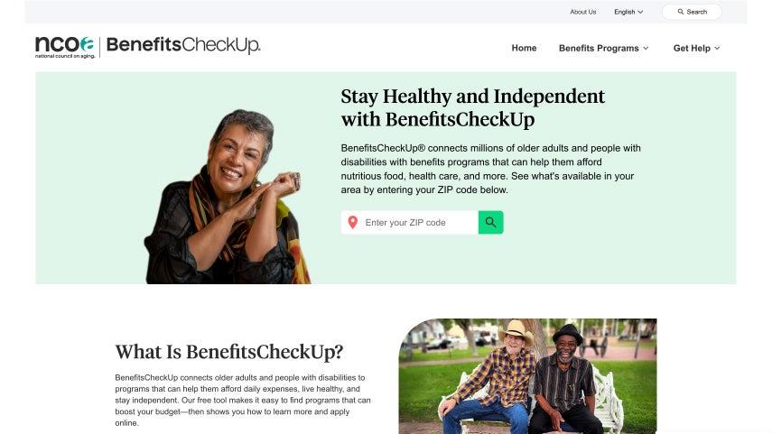BenefitsCheckUp® home page.