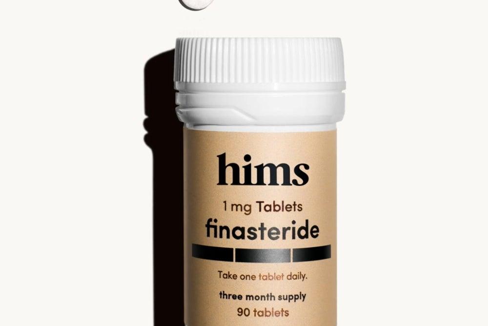 bottle of Hims 1 mg tablets finasteride